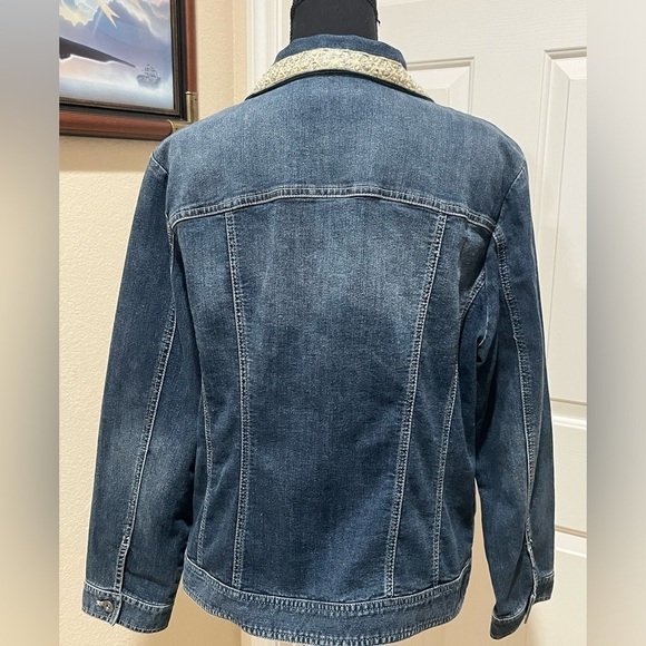 Chico's Dark Blue Denim JACKET WOMENS SIZE 2= L/ XL - Picture 4 of 9